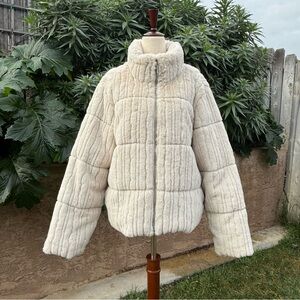 BearPaw Women's Cream Faux Fur Jacket